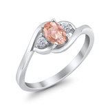 Wedding Ring Oval Cut Round Simulated Cubic Zirconia 925 Sterling Silver