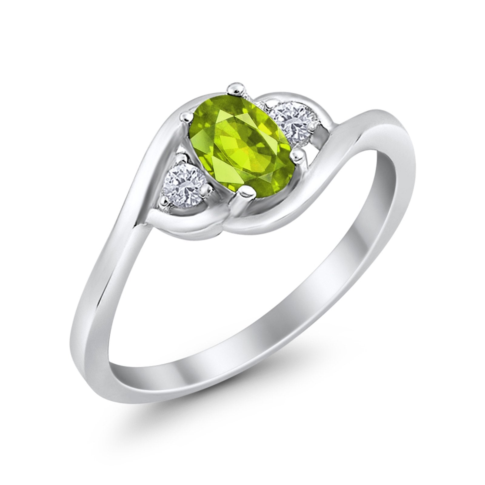 Wedding Ring Oval Cut Round Simulated Cubic Zirconia 925 Sterling Silver