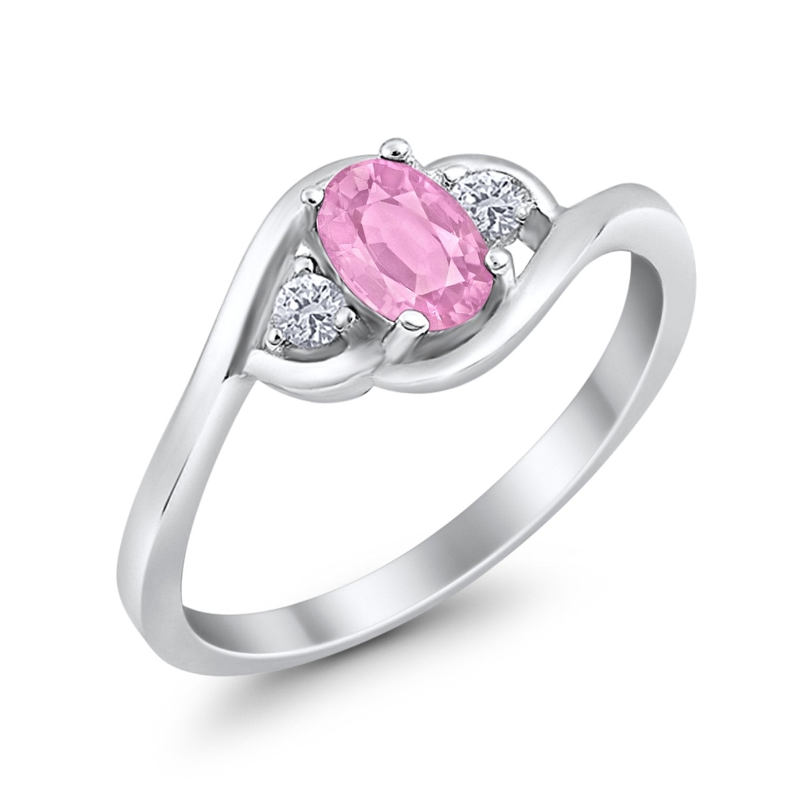Wedding Ring Oval Cut Round Simulated Cubic Zirconia 925 Sterling Silver