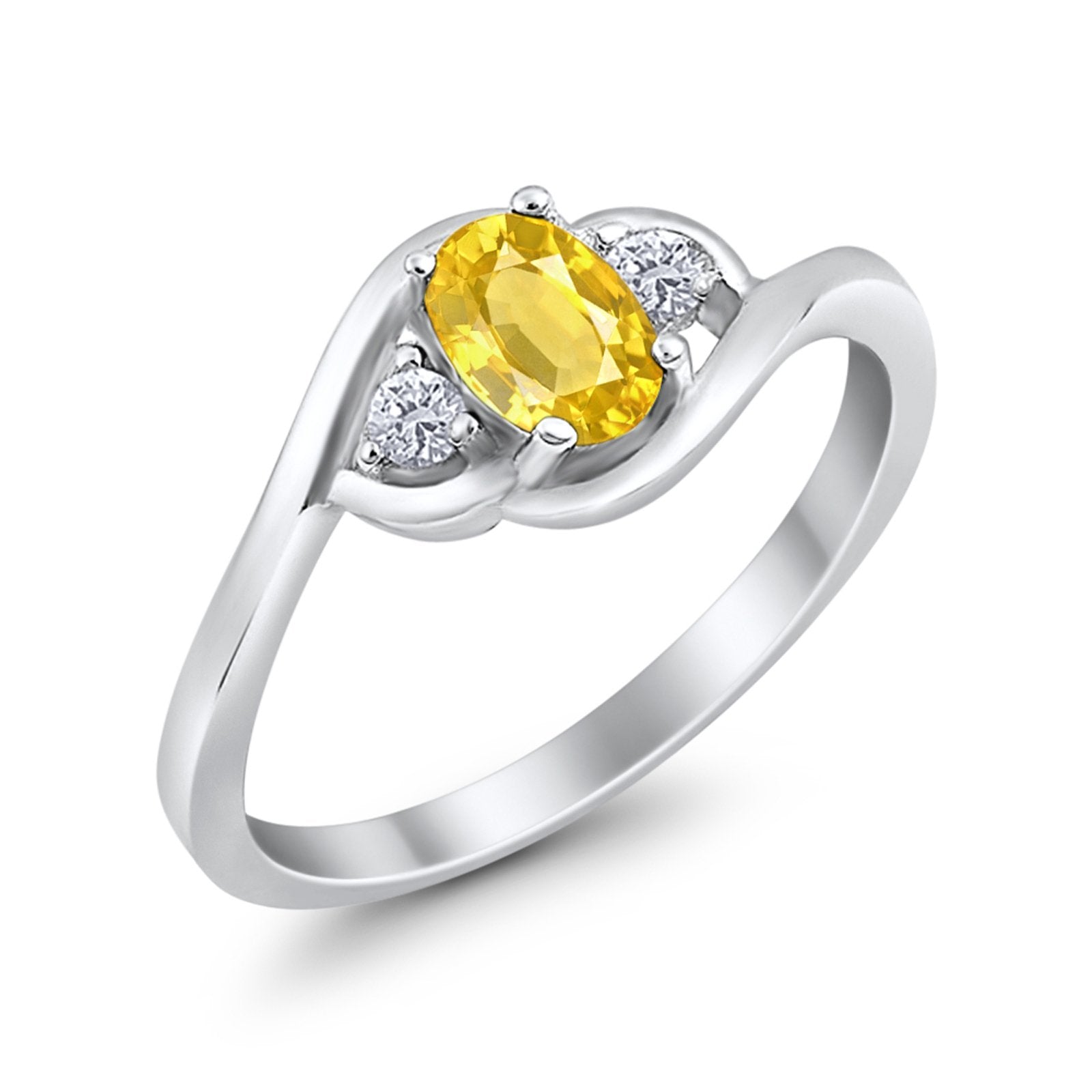 Wedding Ring Oval Cut Round Simulated Cubic Zirconia 925 Sterling Silver