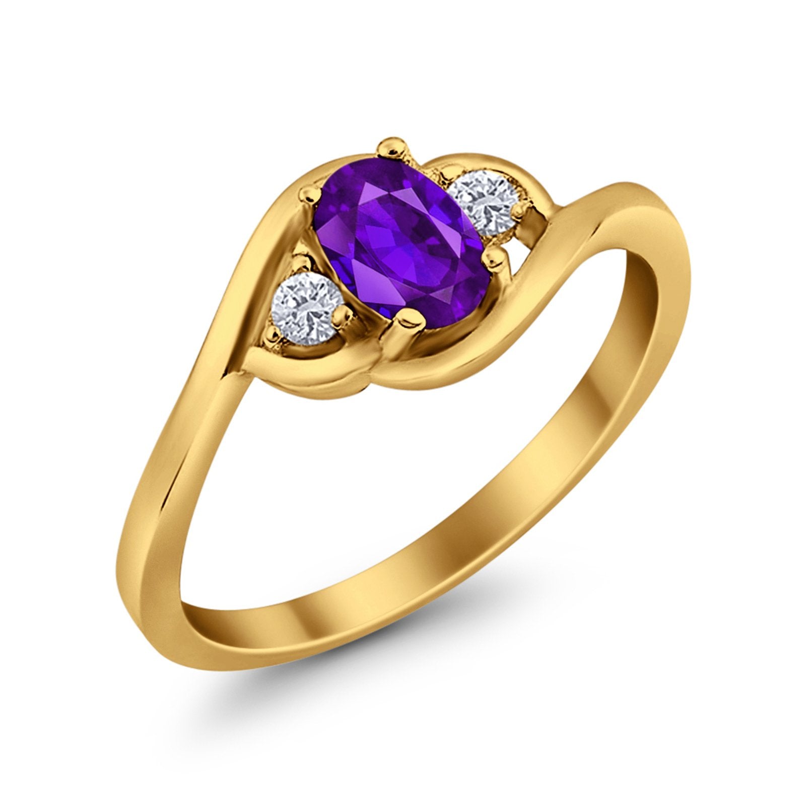 Wedding Ring Oval Cut Round Simulated Cubic Zirconia 925 Sterling Silver