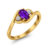 Wedding Ring Oval Cut Round Simulated Cubic Zirconia 925 Sterling Silver