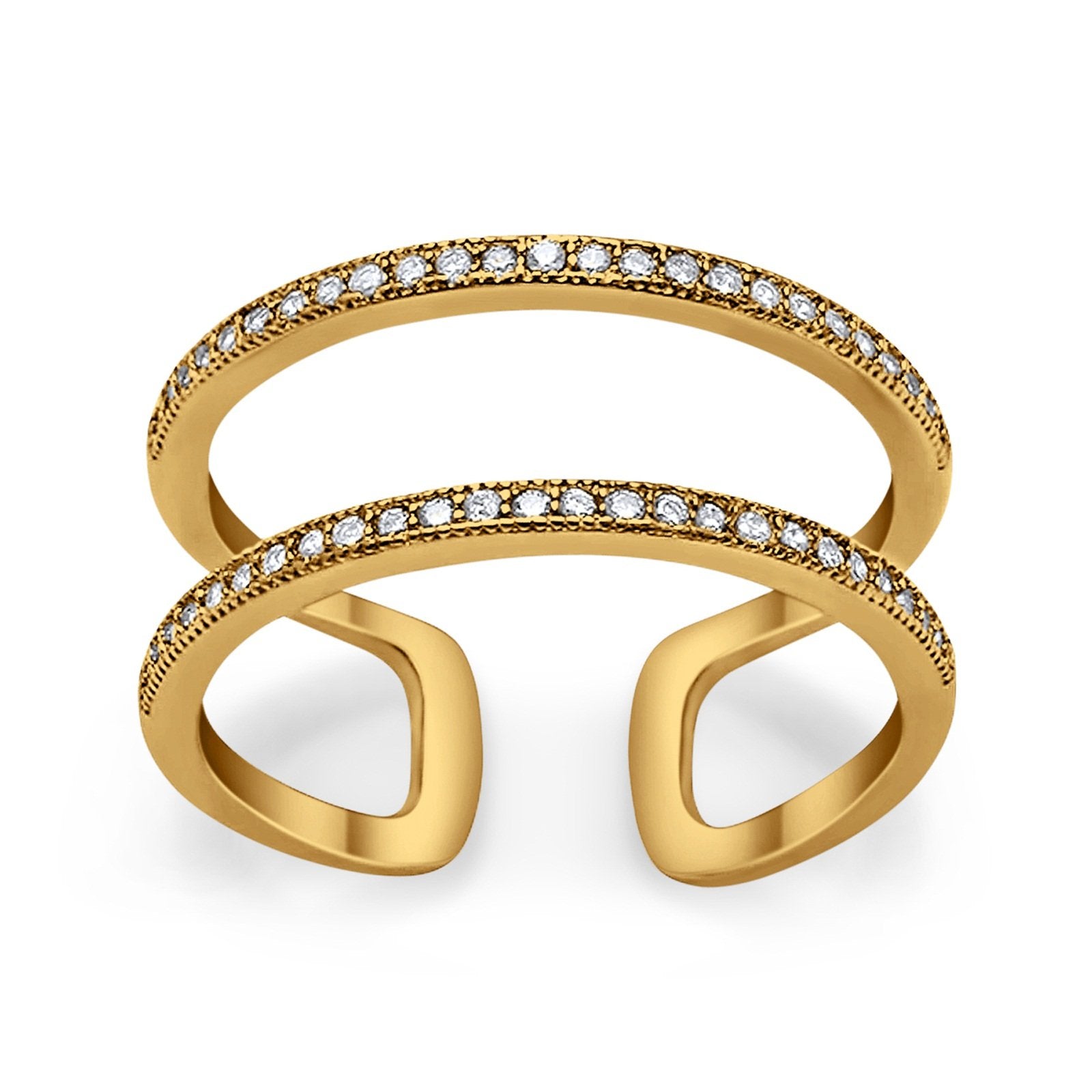 Double Band Row Round Simulated CZ 925 Sterling Silver Eternity Ring