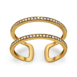 Double Band Row Round Simulated CZ 925 Sterling Silver Eternity Ring