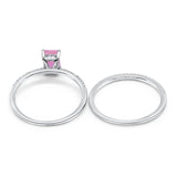 Solitaire Accent Wedding Piece Ring Simulated Cubic Zirconia 925 Sterling Silver