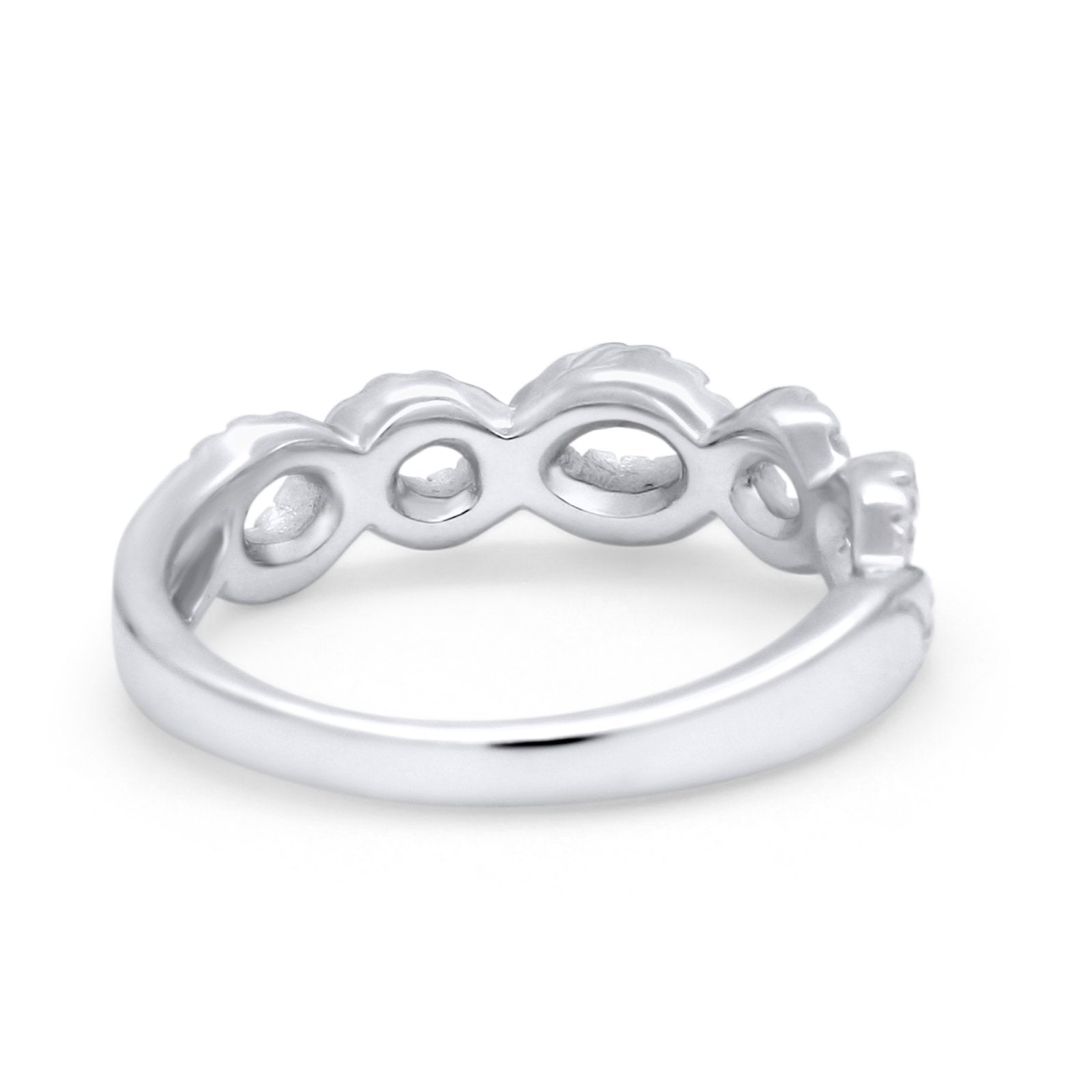 Crisscross Twisted Eternity Wedding Ring Simulated CZ 925 Sterling Silver