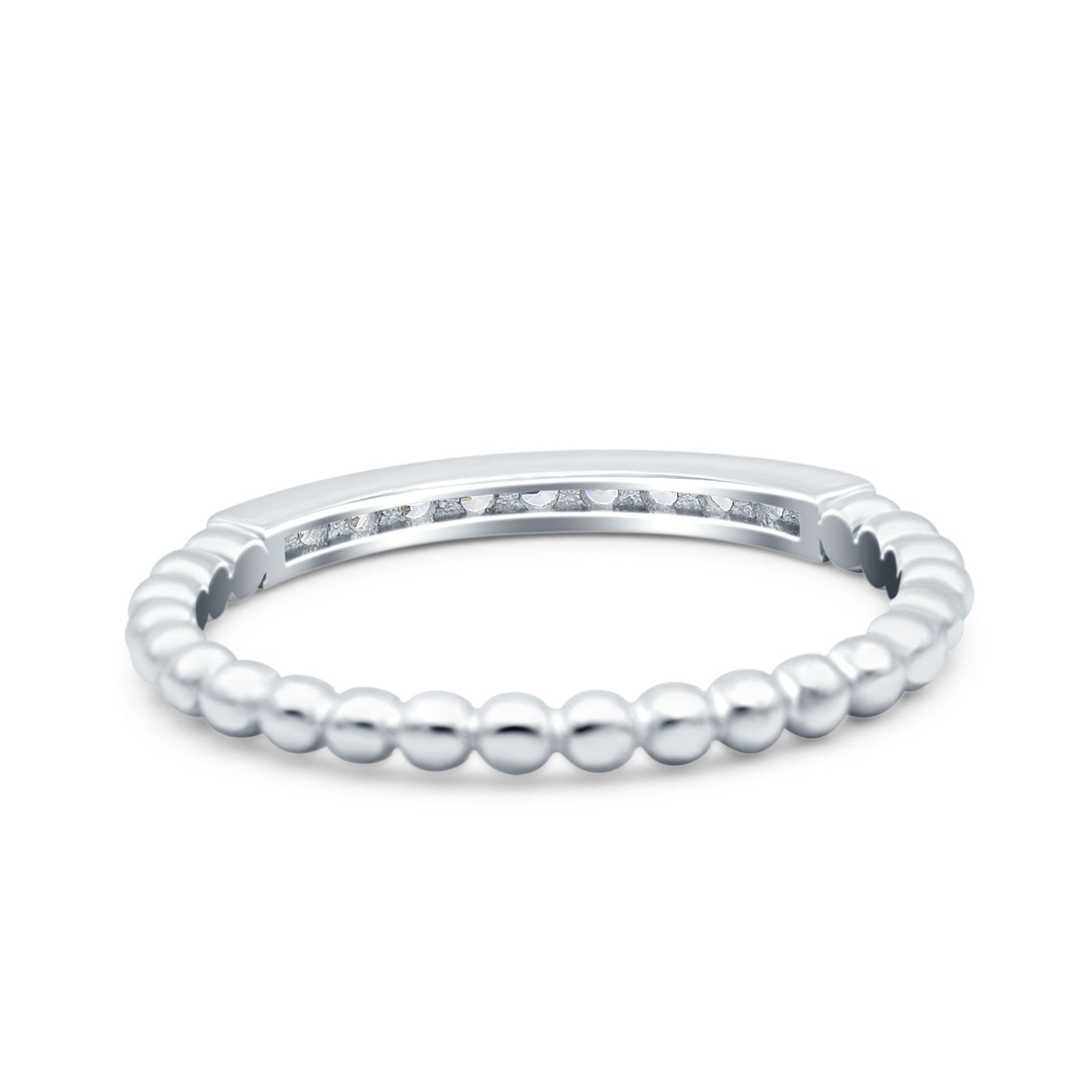 Infinity Twisted Half Eternity Wedding Band Ring Round Simulated Cubic Zirconia 925 Sterling Silver