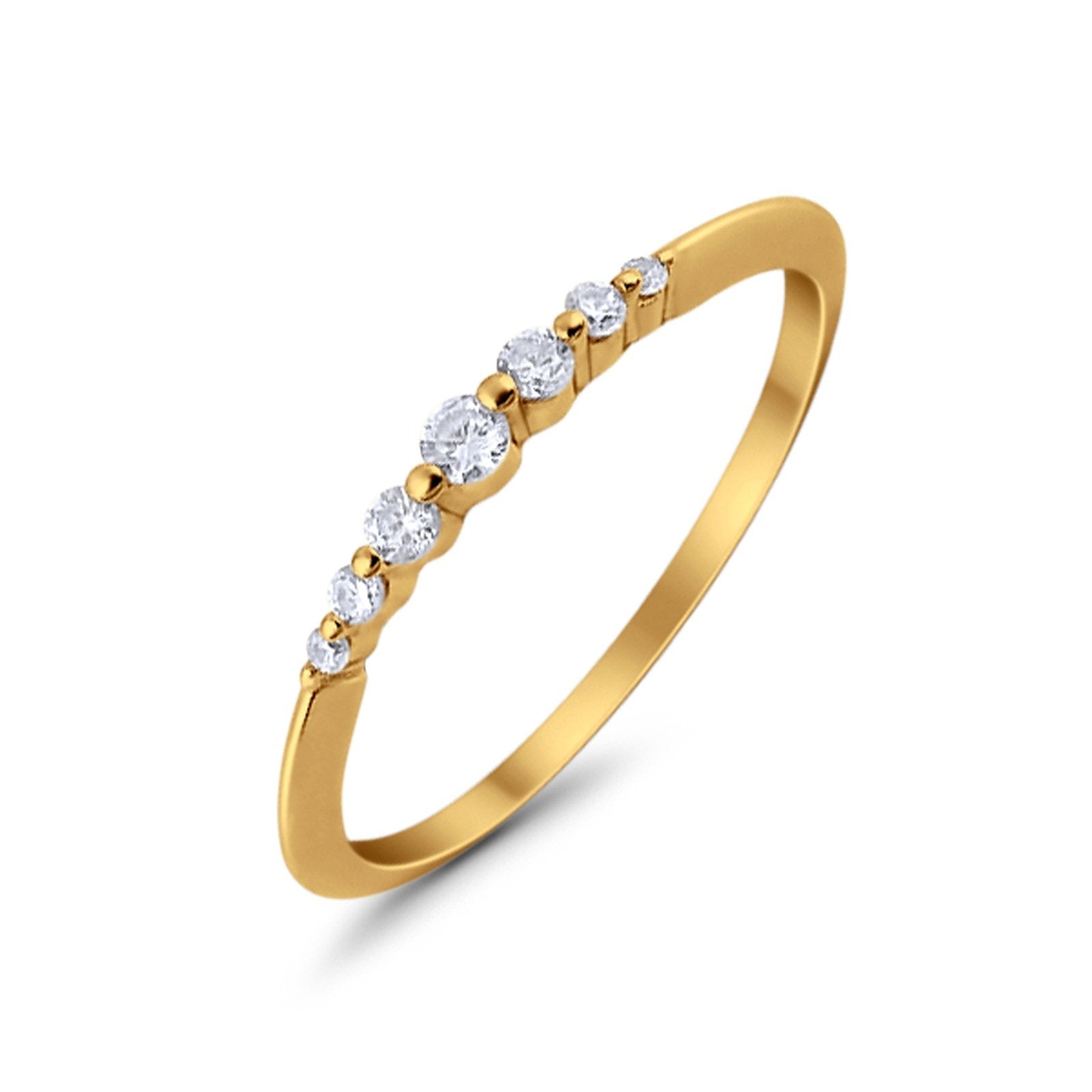 Thin Half Eternity Wedding Band Ring Round Simulated CZ 925 Sterling Silver