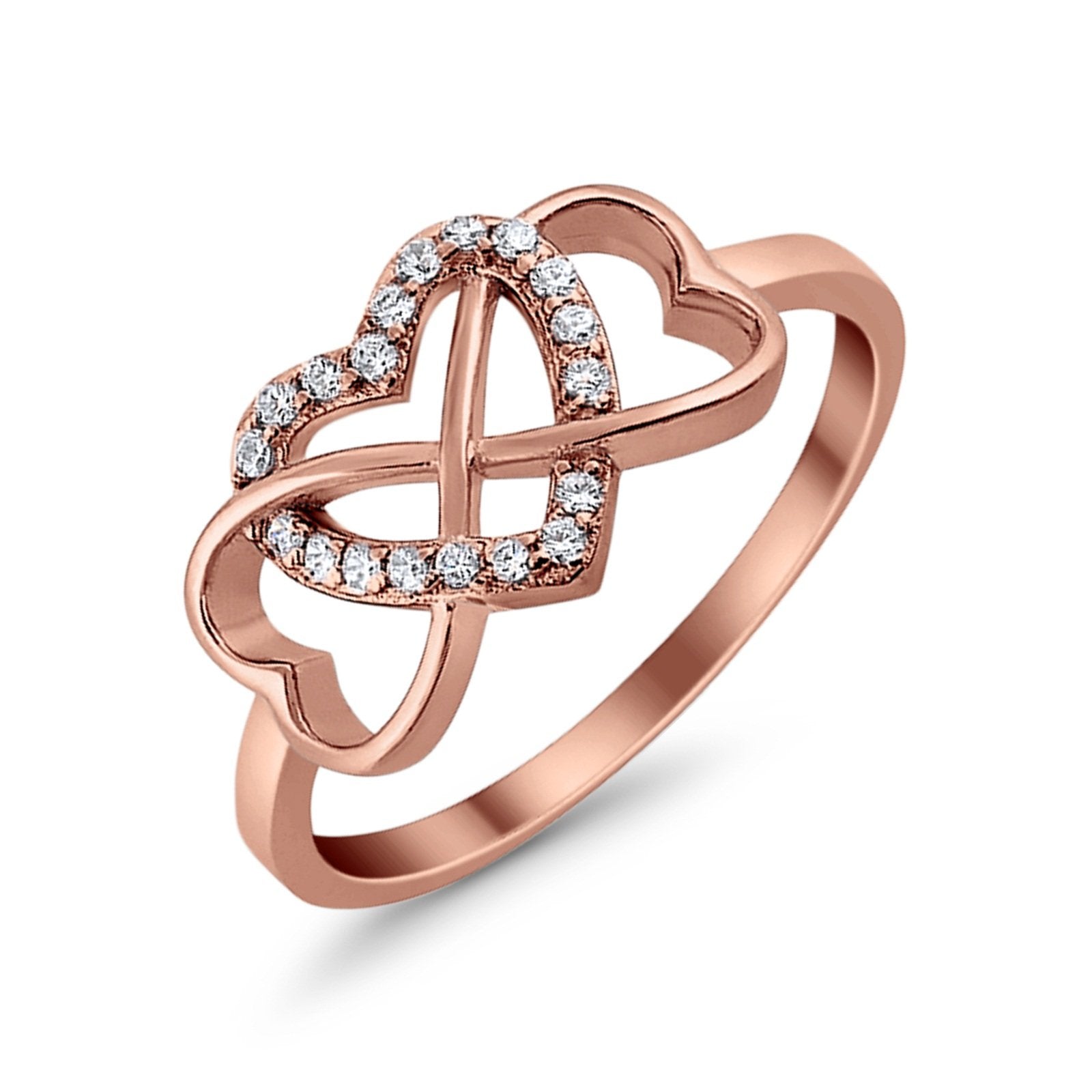 Infinity Heart Promise Eternity Ring Simulated CZ 925 Sterling Silver