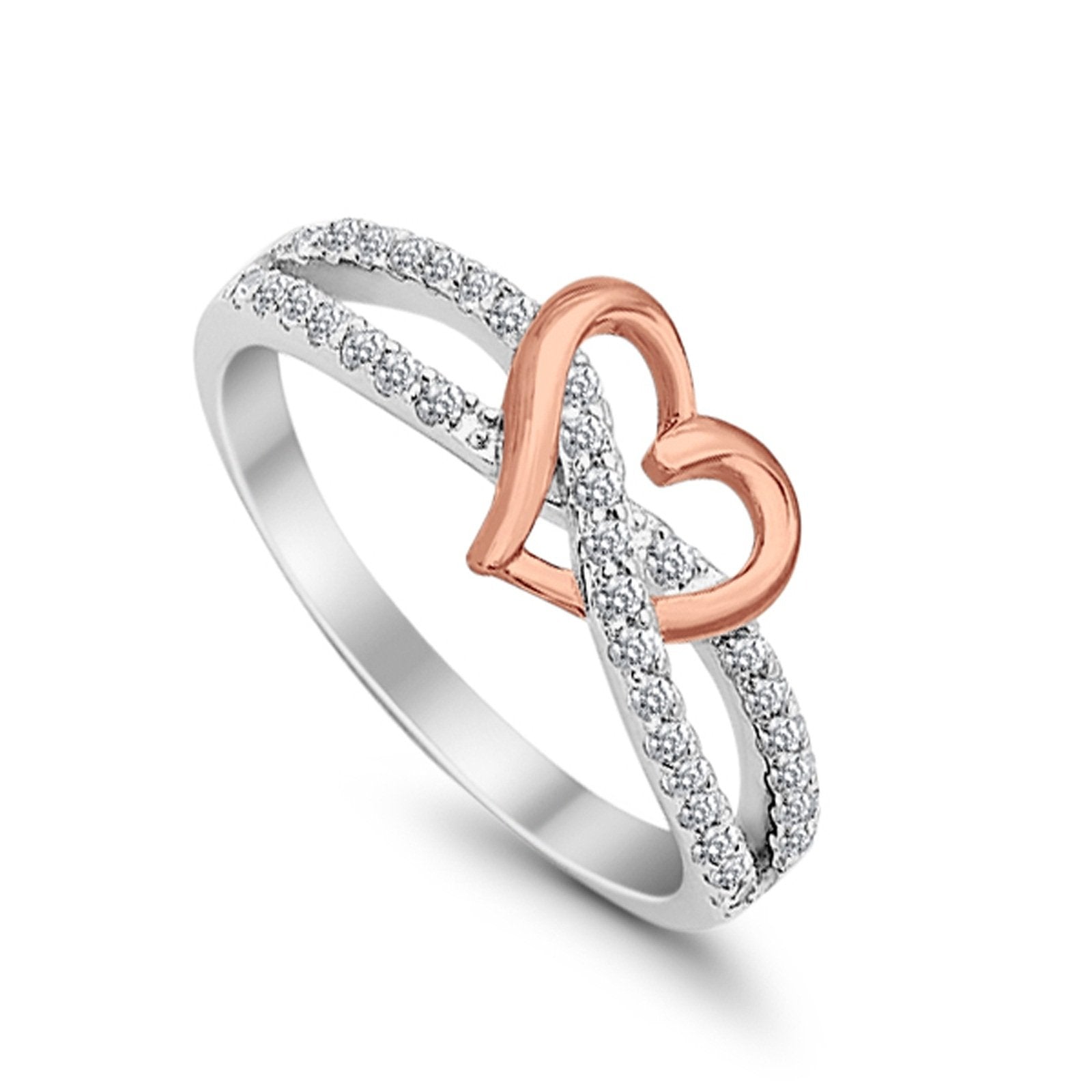 Heart Promise Engagement Eternity Ring Simulated CZ 925 Sterling Silver