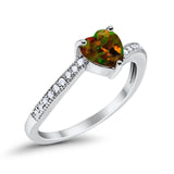 Heart Promise Ring Simulated Round Cubic Zirconia 925 Sterling Silver