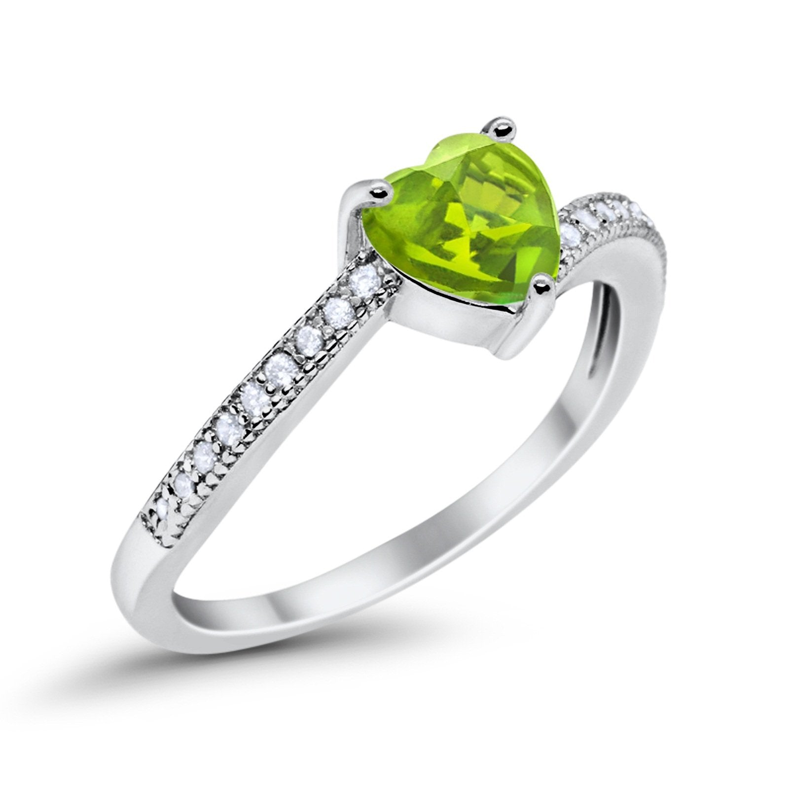 Heart Promise Ring Simulated Round Cubic Zirconia 925 Sterling Silver