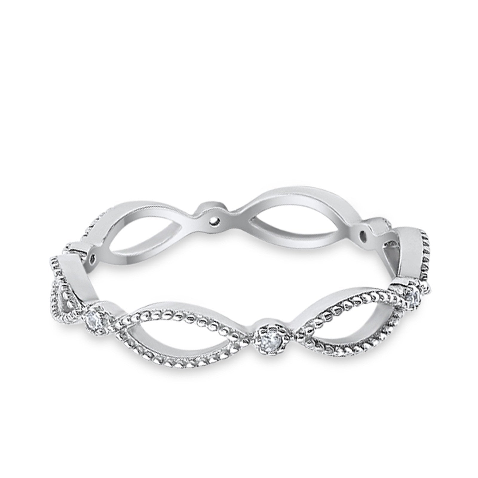 Full Eternity Band Ring Round Simulated CZ 925 Sterling Silver
