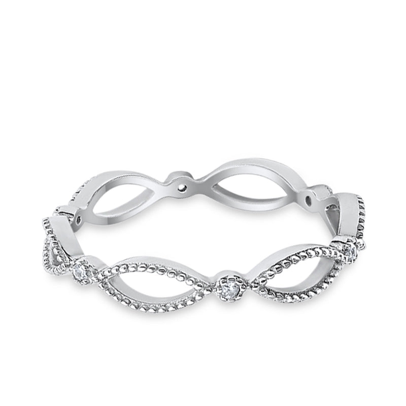 Full Eternity Band Ring Round Simulated CZ 925 Sterling Silver