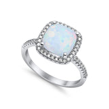 Halo Wedding Ring Cushion Cut Round Simulated Cubic Zirconia 925 Sterling Silver