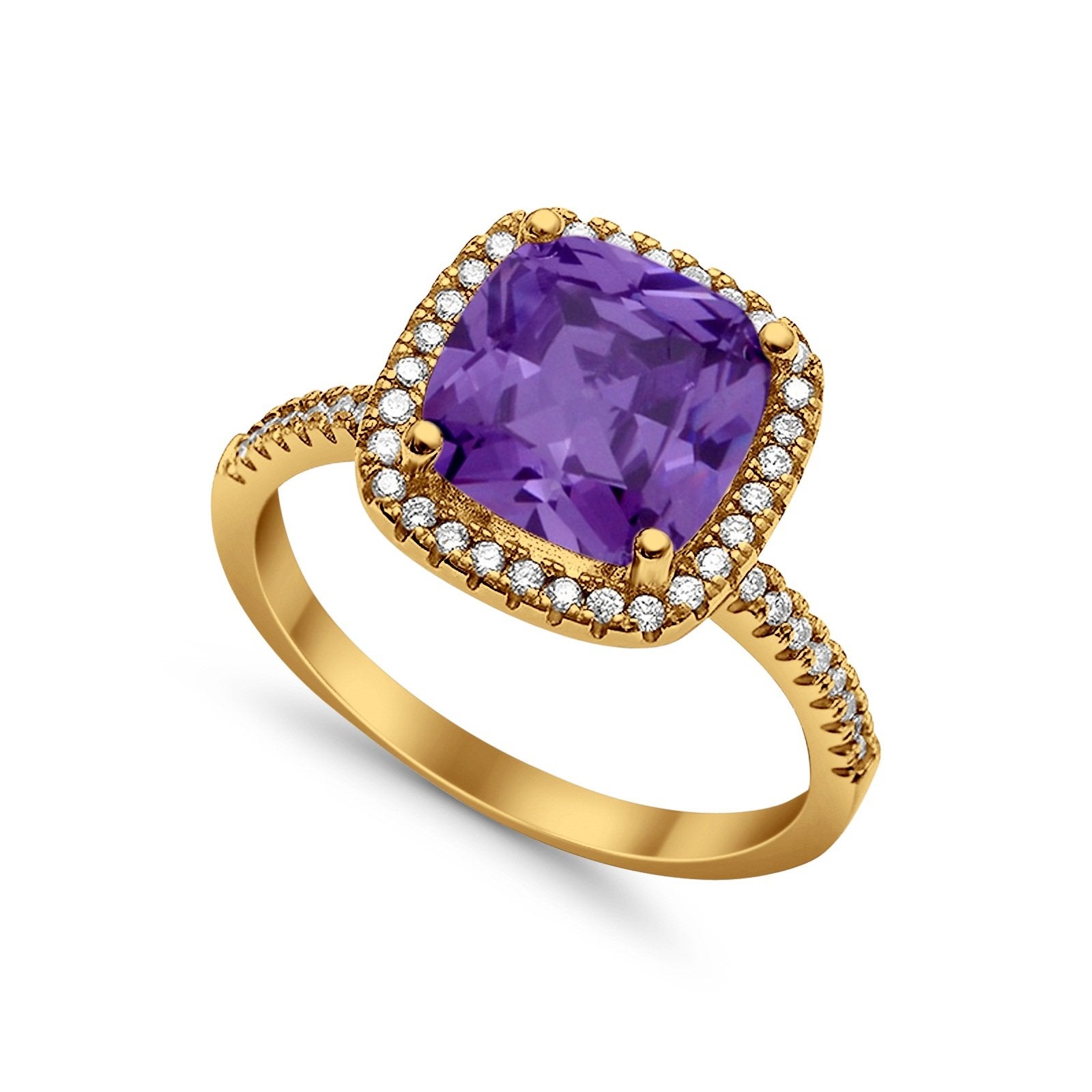 Halo Wedding Ring Cushion Cut Round Simulated Cubic Zirconia 925 Sterling Silver