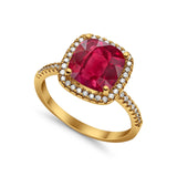 Halo Wedding Ring Cushion Cut Round Simulated Cubic Zirconia 925 Sterling Silver