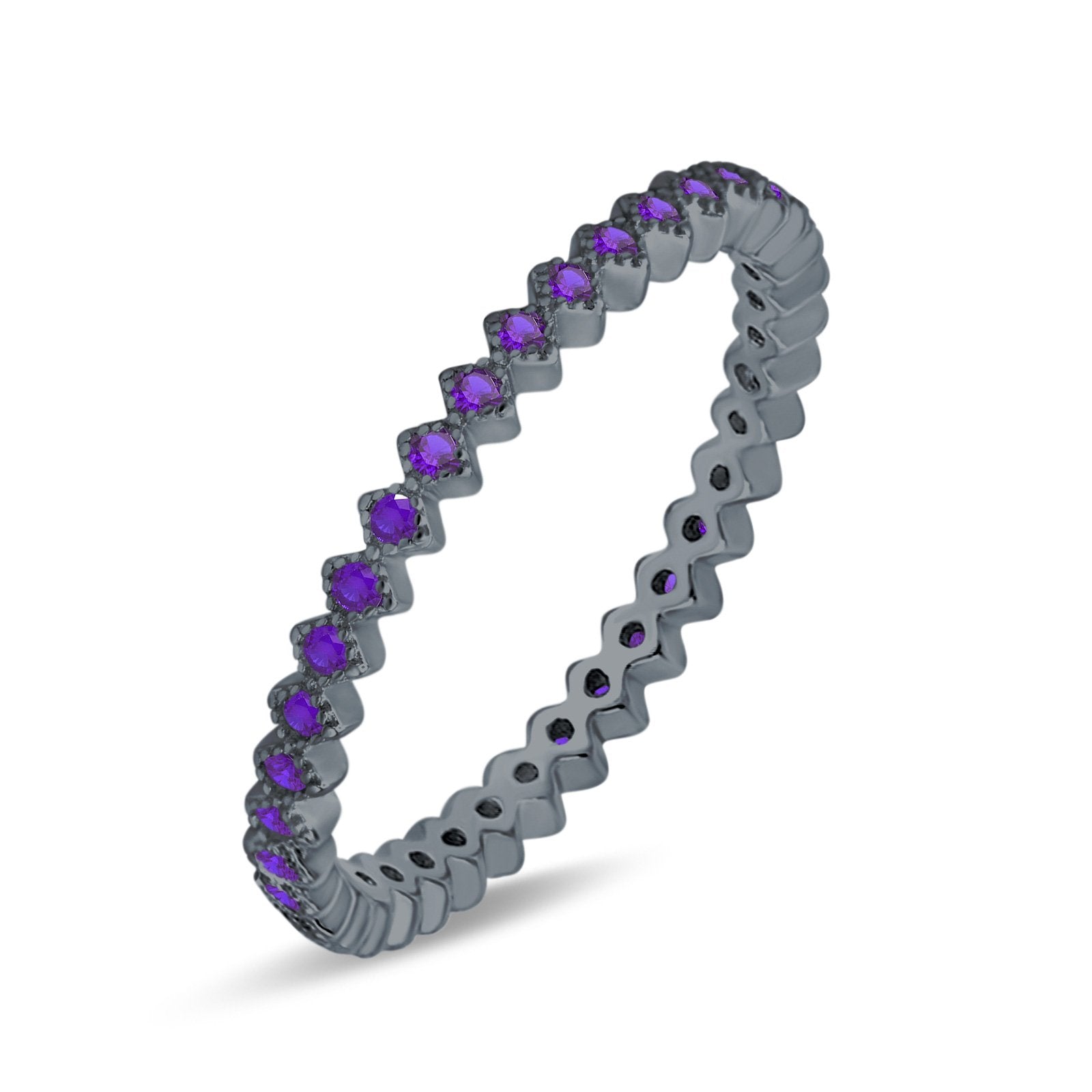 2mm Full Eternity Wedding Band Ring Simulated Cubic Zirconia 925 Sterling Silver