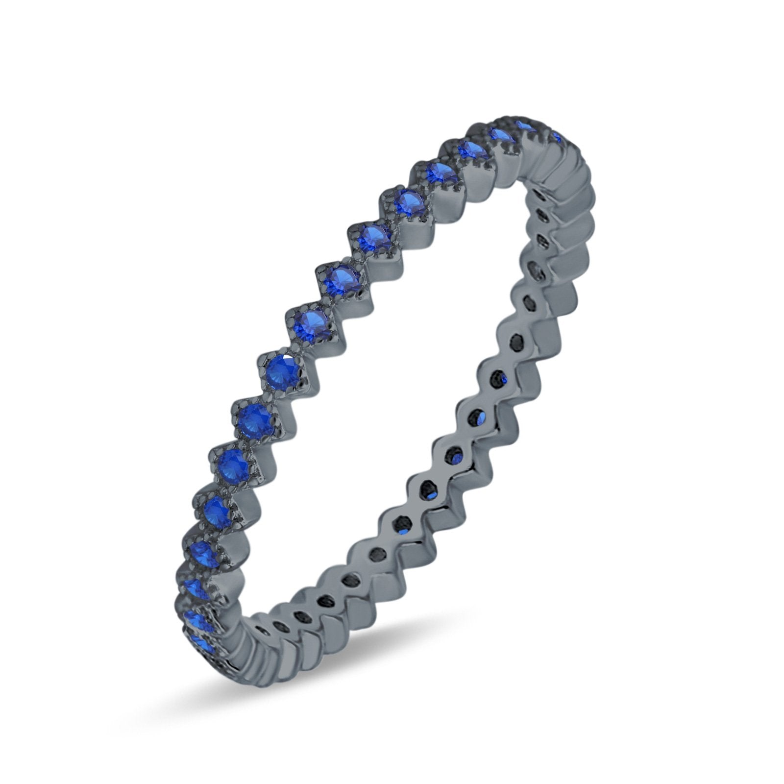 2mm Full Eternity Wedding Band Ring Simulated Cubic Zirconia 925 Sterling Silver