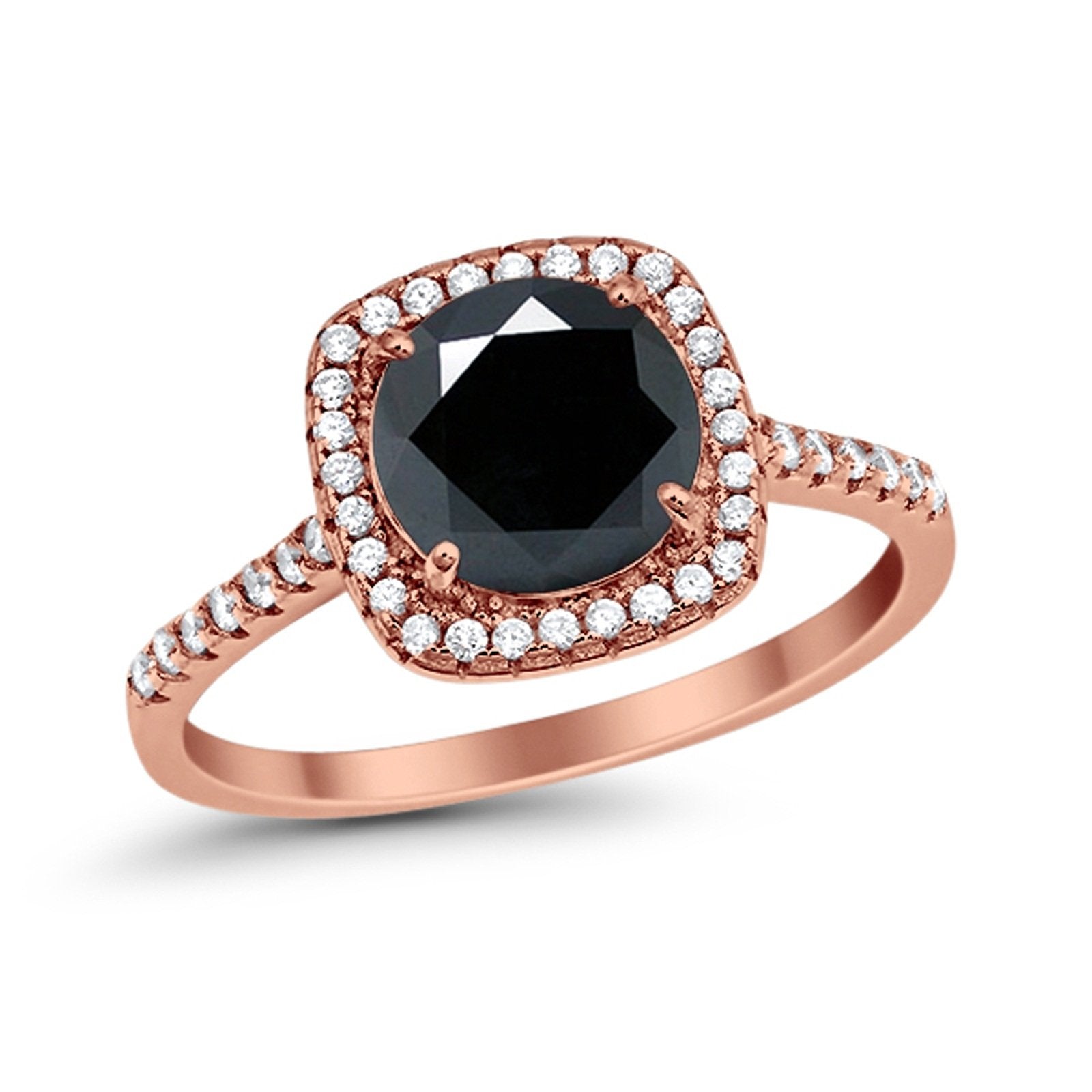 Halo Wedding Engagement Ring Round Simulated Cubic Zirconia 925 Sterling Silver