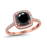 Halo Wedding Engagement Ring Round Simulated Cubic Zirconia 925 Sterling Silver