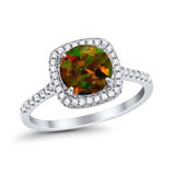 Halo Wedding Engagement Ring Round Simulated Cubic Zirconia 925 Sterling Silver