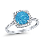 Halo Wedding Engagement Ring Round Simulated Cubic Zirconia 925 Sterling Silver