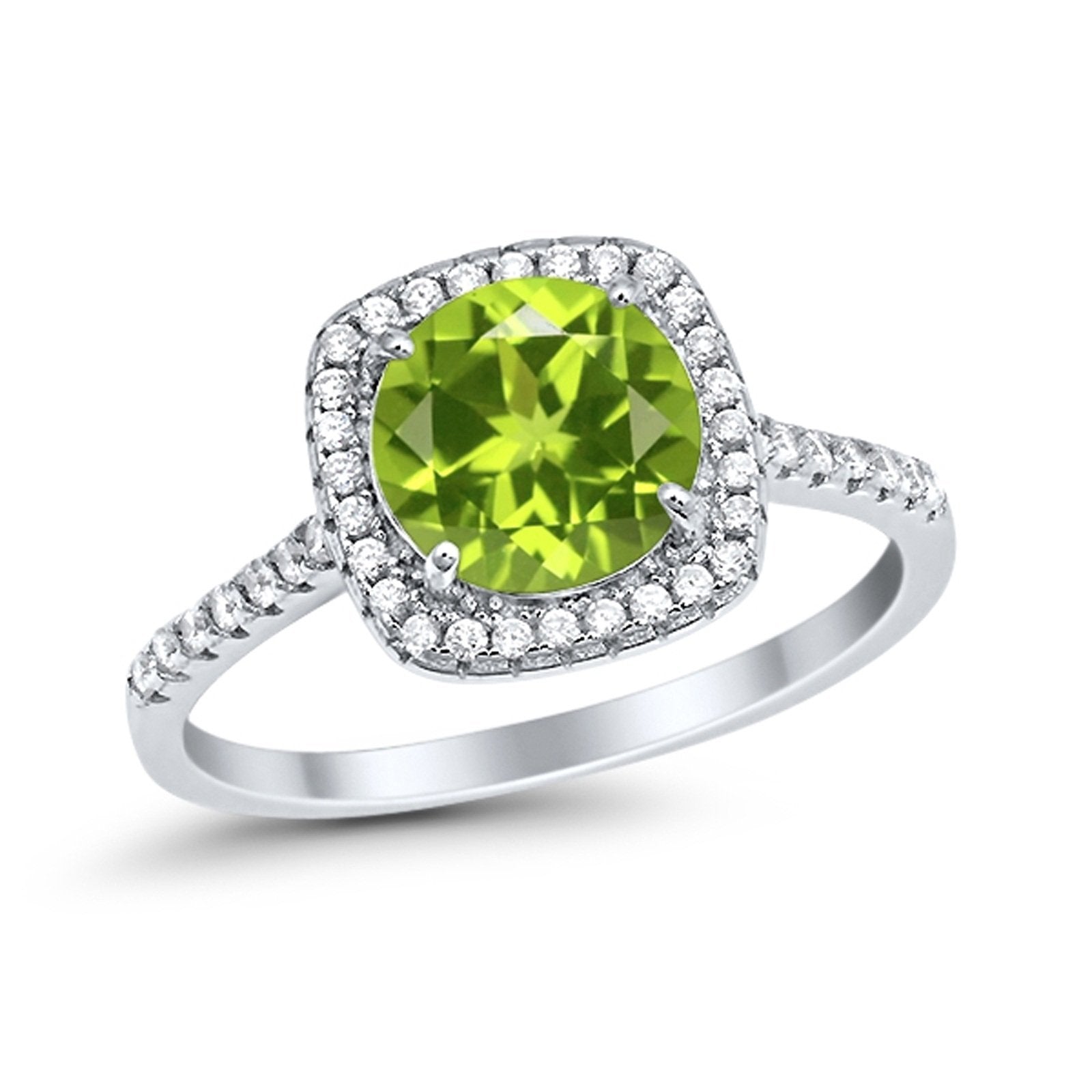 Halo Wedding Engagement Ring Round Simulated Cubic Zirconia 925 Sterling Silver