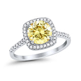 Halo Wedding Engagement Ring Round Simulated Cubic Zirconia 925 Sterling Silver