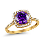 Halo Wedding Engagement Ring Round Simulated Cubic Zirconia 925 Sterling Silver