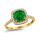 Halo Wedding Engagement Ring Round Simulated Cubic Zirconia 925 Sterling Silver