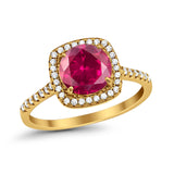 Halo Wedding Engagement Ring Round Simulated Cubic Zirconia 925 Sterling Silver