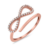 Infinity Promise Ring Round Eternity Simulated Cubic Zirconia 925 Sterling Silver
