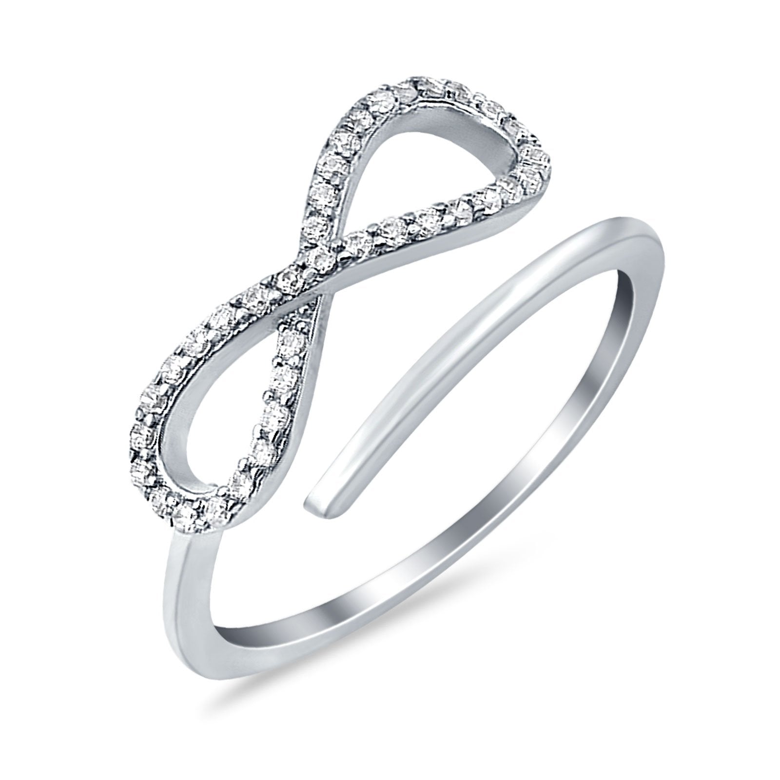 Infinity Promise Ring Round Eternity Simulated Cubic Zirconia 925 Sterling Silver