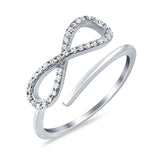 Infinity Promise Ring Round Eternity Simulated Cubic Zirconia 925 Sterling Silver
