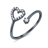 Round Heart Promise Eternity Ring Simulated Cubic Zirconia 925 Sterling Silver