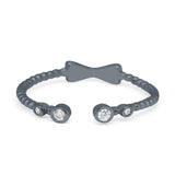 Rope Design Bow Ring Round Eternity Simulated Cubic Zirconia 925 Sterling Silver