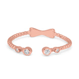 Rope Design Bow Ring Round Eternity Simulated Cubic Zirconia 925 Sterling Silver