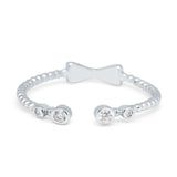 Rope Design Bow Ring Round Eternity Simulated Cubic Zirconia 925 Sterling Silver