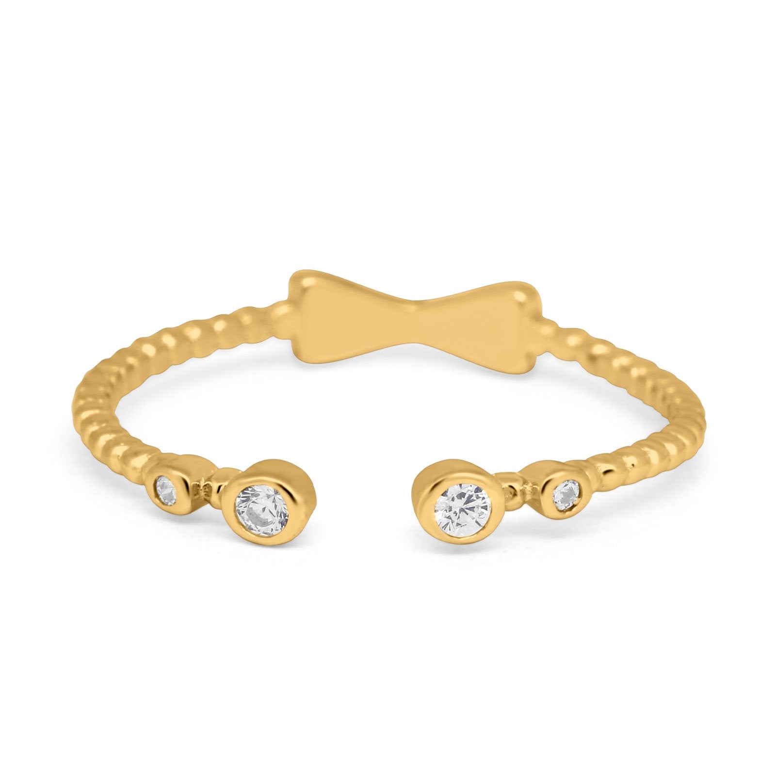 Rope Design Bow Ring Round Eternity Simulated Cubic Zirconia 925 Sterling Silver