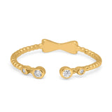 Rope Design Bow Ring Round Eternity Simulated Cubic Zirconia 925 Sterling Silver