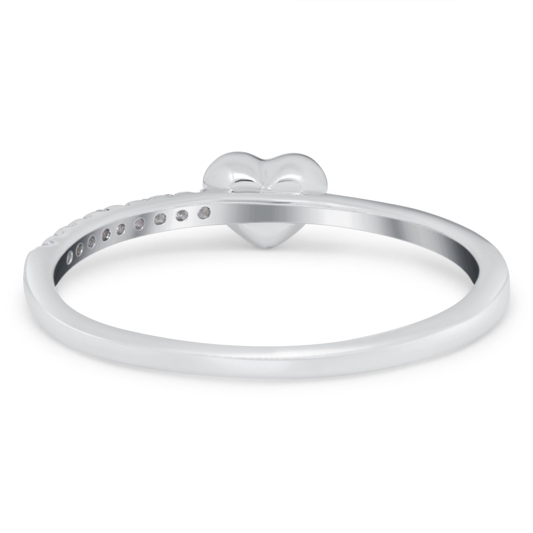 Wedding Heart Promise Ring Round Simulated Cubic Zirconia 925 Sterling Silver