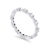 Full Eternity Wedding Ring Baguette Round Simulated CZ 925 Sterling Silver