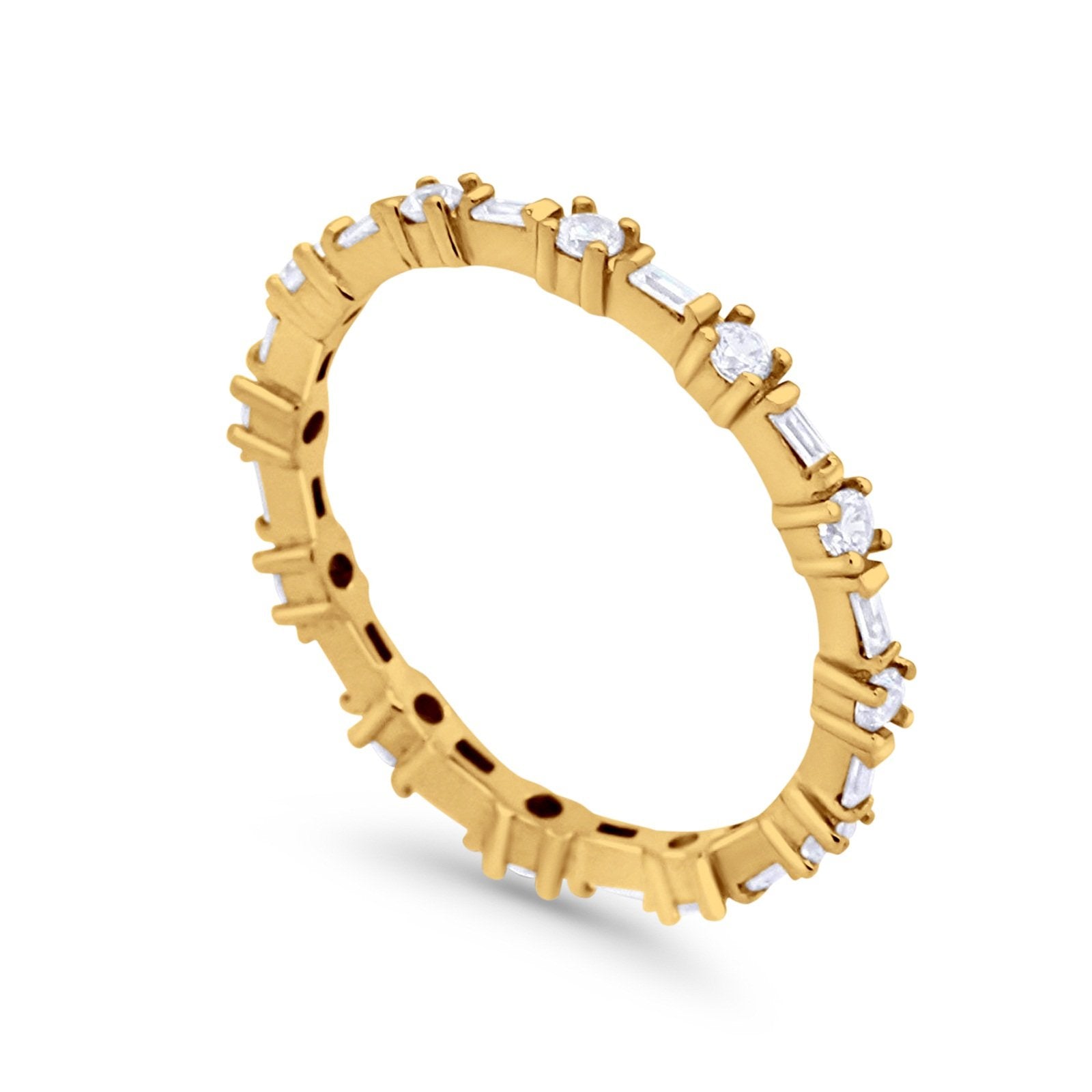 Full Eternity Wedding Ring Baguette Round Simulated CZ 925 Sterling Silver