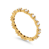 Full Eternity Wedding Ring Baguette Round Simulated CZ 925 Sterling Silver