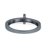 Sideway Cross Ring Round Eternity Simulated Cubic Zirconia 925 Sterling Silver