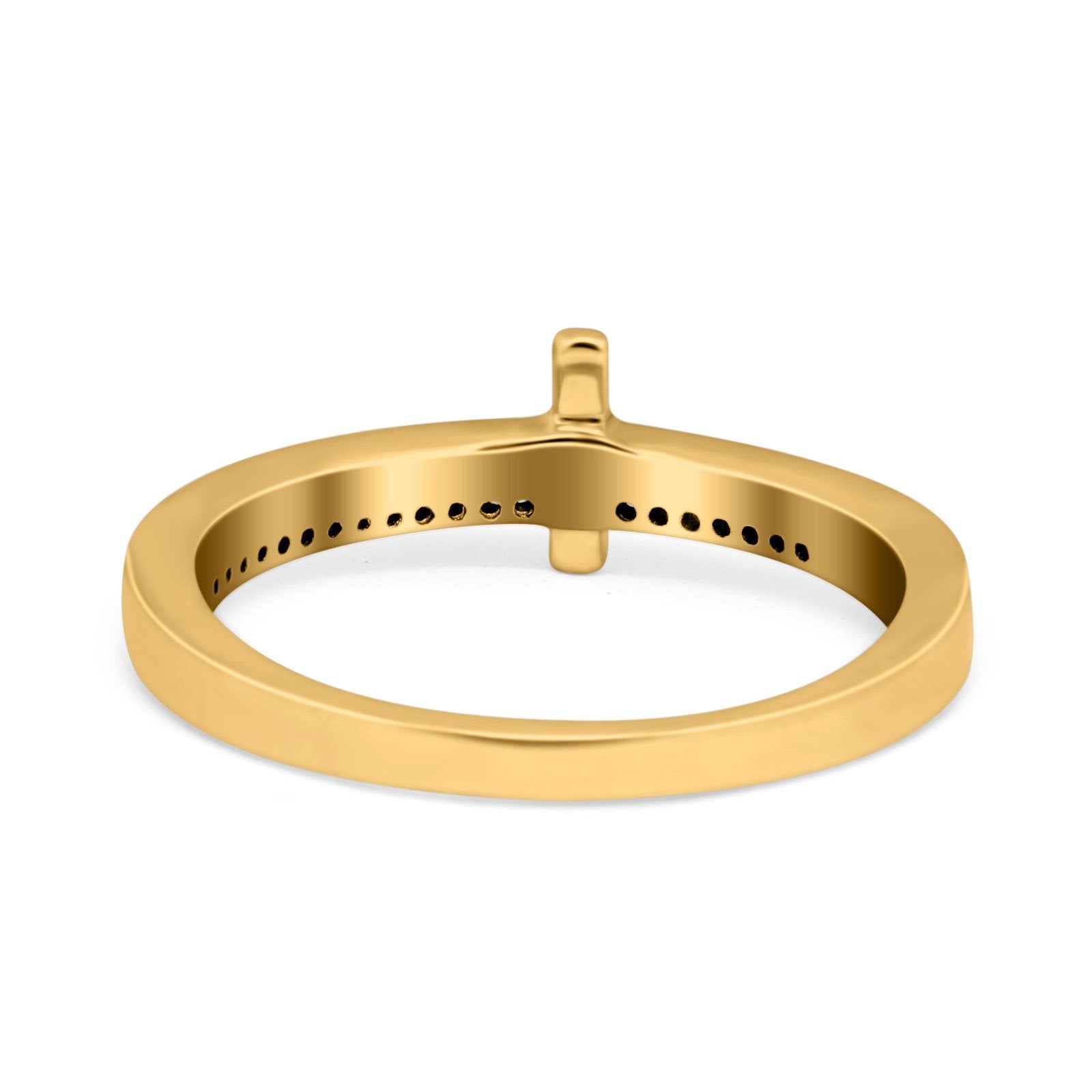 Sideway Cross Ring Round Eternity Simulated Cubic Zirconia 925 Sterling Silver