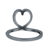 Heart Eternity Stackable Wedding Band Ring Round Simulated Cubic Zirconia 925 Sterling Silver