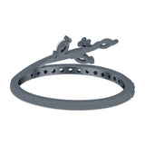 Half Eternity Fashion Ring Marquise Simulated Cubic Zirconia 925 Sterling Silver (9mm)