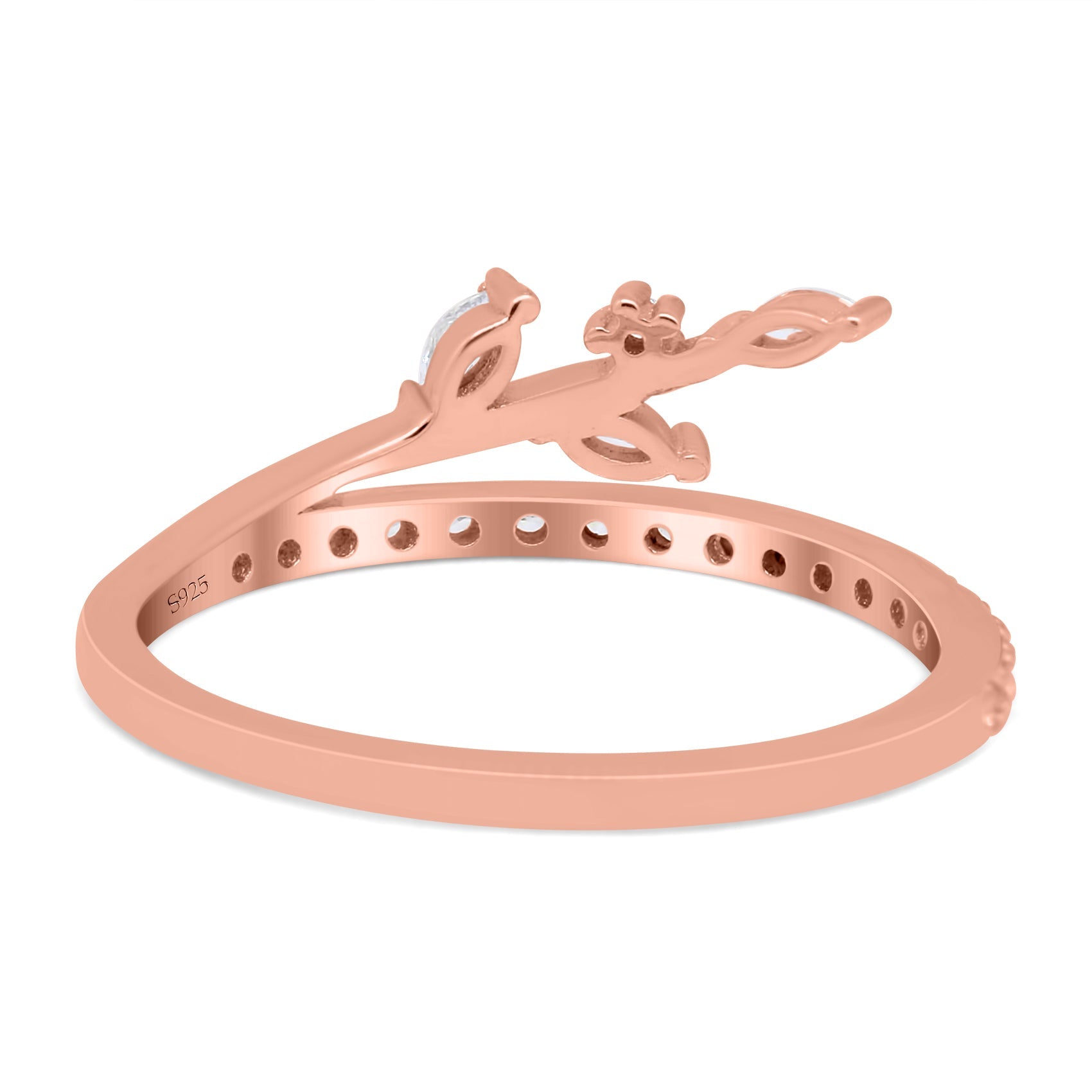 Half Eternity Fashion Ring Marquise Simulated Cubic Zirconia 925 Sterling Silver (9mm)